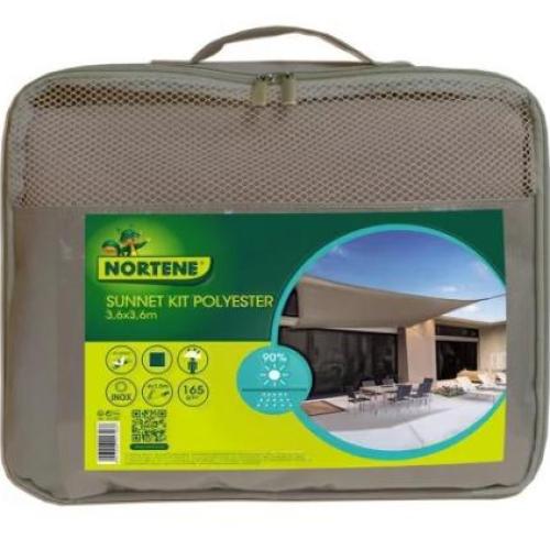 SUNNET KIT poliészter napvitorla bézs (Nortene) 3,6 m x 3,6 m